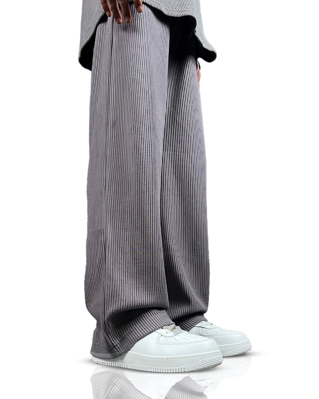 Grey Ribbed Pants