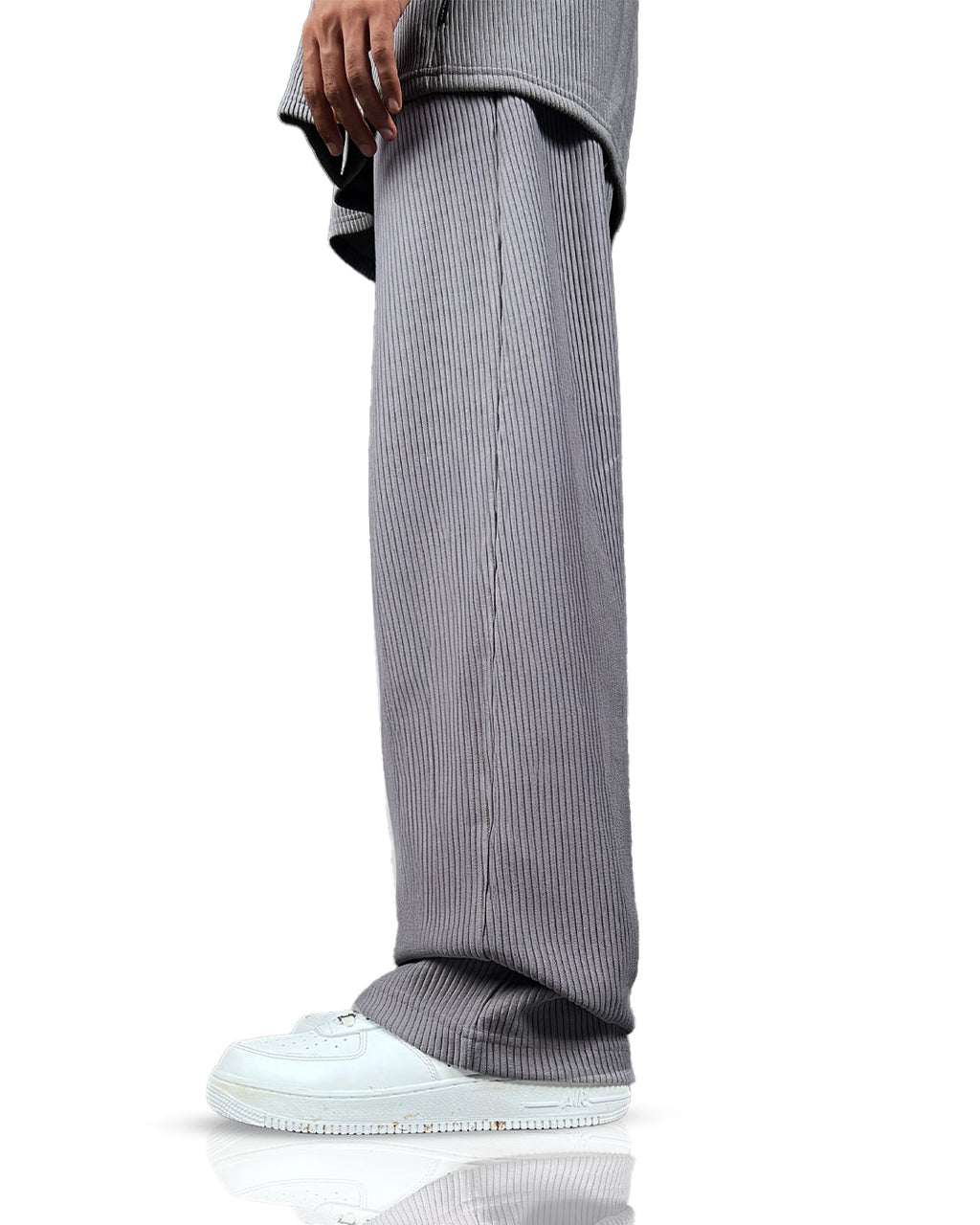 Grey Ribbed Pants