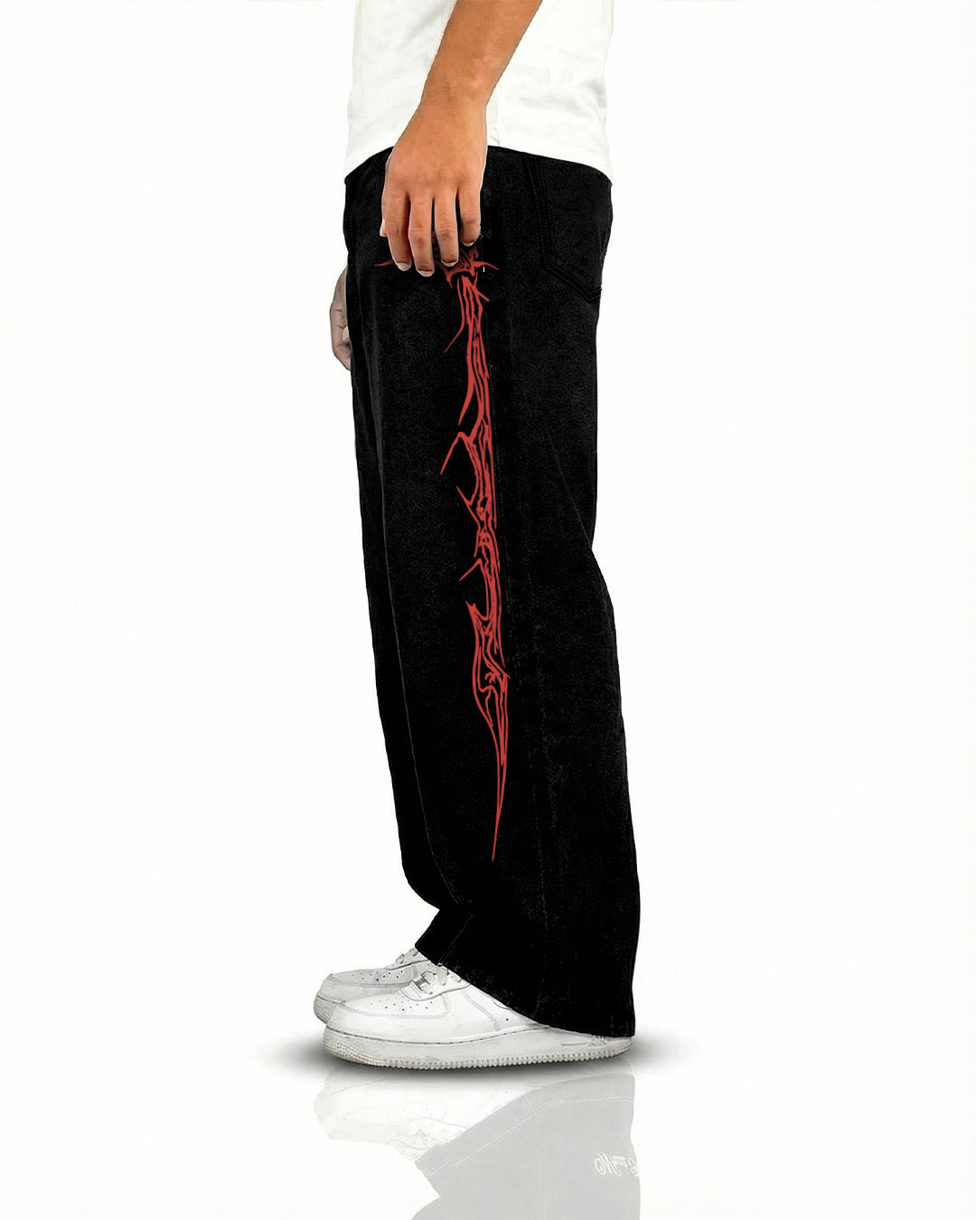 Veins Black Baggy Jeans